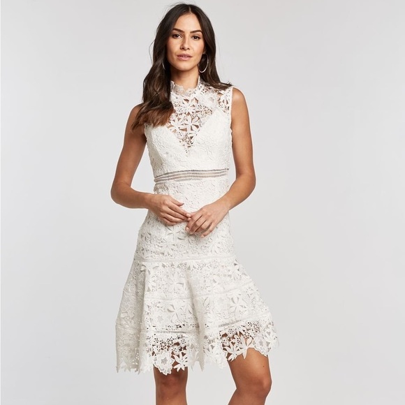 BARDOT size medium / 8 ELISE GUIPURE LACE DRESS IN IVORY white - Picture 1 of 8